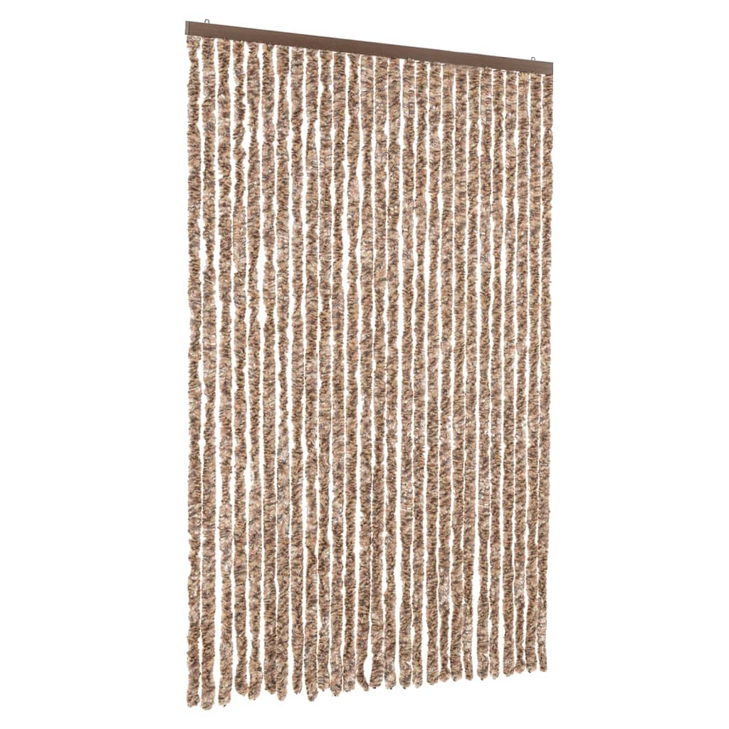 Vidaxx Fliegenvorhang 118x220 cm Chenille Beige und Dunkelbraun