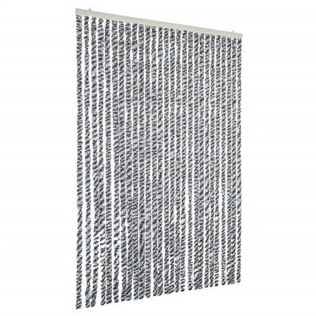 Vidaxx Fliegenvorhang 118x220 cm Chenille Grau und Schwarz und Weiß