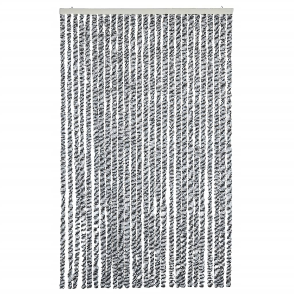 Vidaxx Fliegenvorhang 118x220 cm Chenille Grau und Schwarz und Weiß