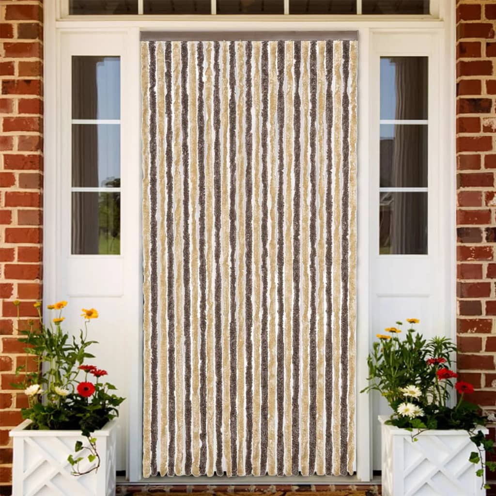 Vidaxx Fliegenvorhang 118x220 cm Chenille Dunkelbraun und Beige