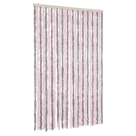 Vidaxx Fliegenvorhang 118x220 cm Chenille Silbergrau und Rosa