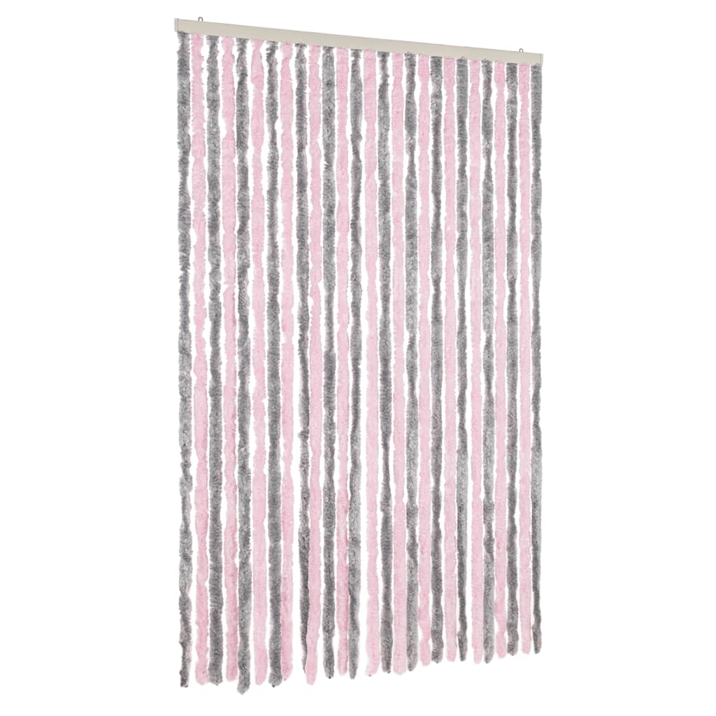 Vidaxx Fliegenvorhang 118x220 cm Chenille Silbergrau und Rosa