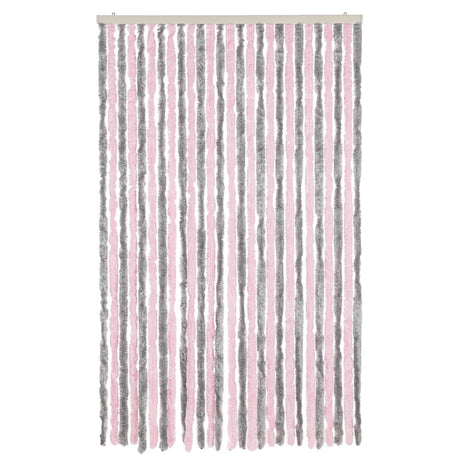 Vidaxx Fliegenvorhang 118x220 cm Chenille Silbergrau und Rosa