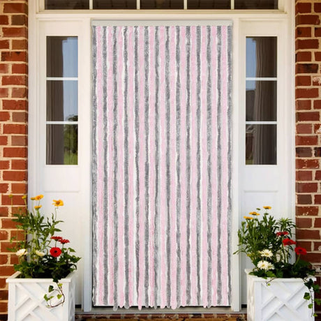 Vidaxx Fliegenvorhang 118x220 cm Chenille Silbergrau und Rosa