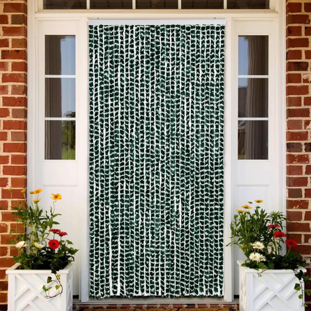 Vidaxx Fliegenvorhang 118x220 cm Chenille grün und weiß