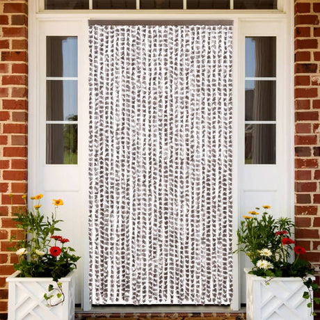 Vidaxx Fliegenvorhang 118x220 cm Chenille Taupe und Weiß