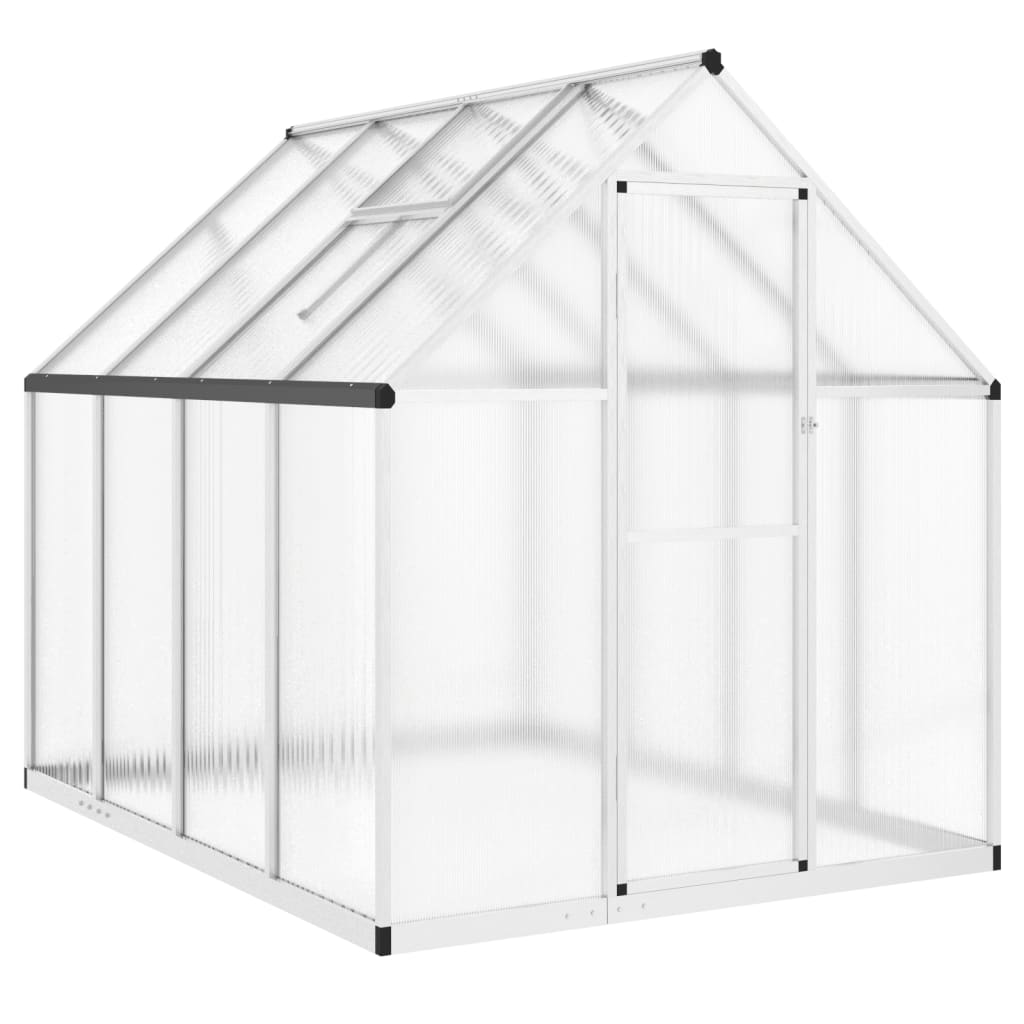 VidaXL Gartengewächshaus mit Grundgestell 224x169x195 cm Aluminium silberfarben