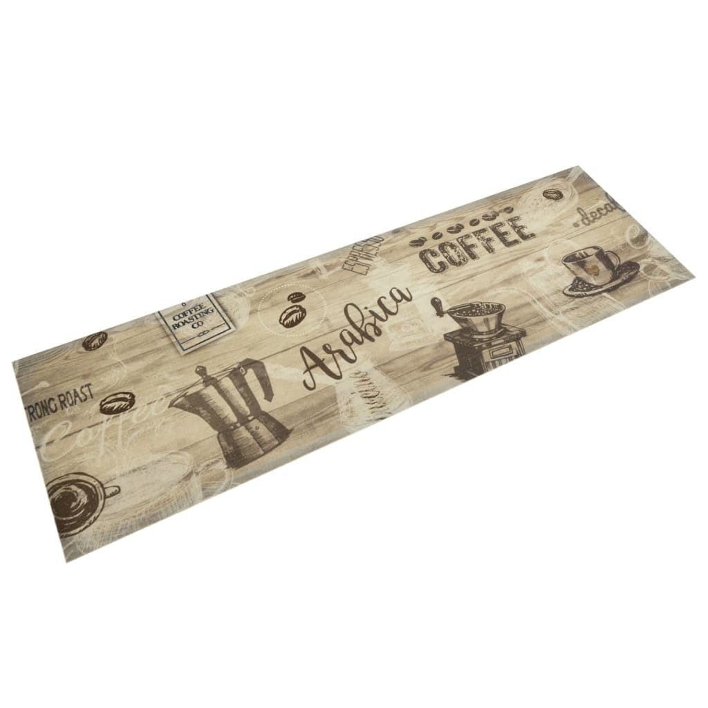 Vidaxx Küchenmatte waschbar Kaffeedruck 45x150 cm samtbraun