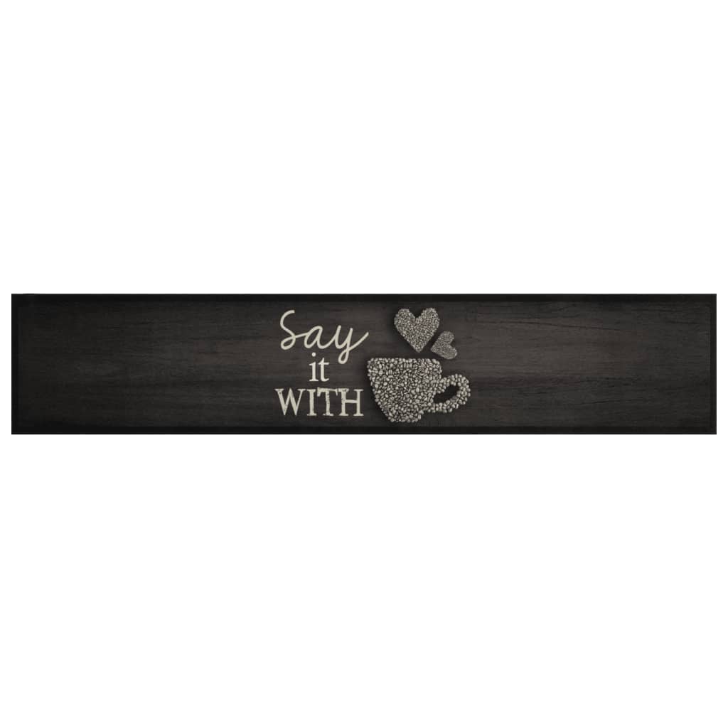 Vidaxx Küchenmatte waschbar Tassendruck 60x300 cm Samt schwarz