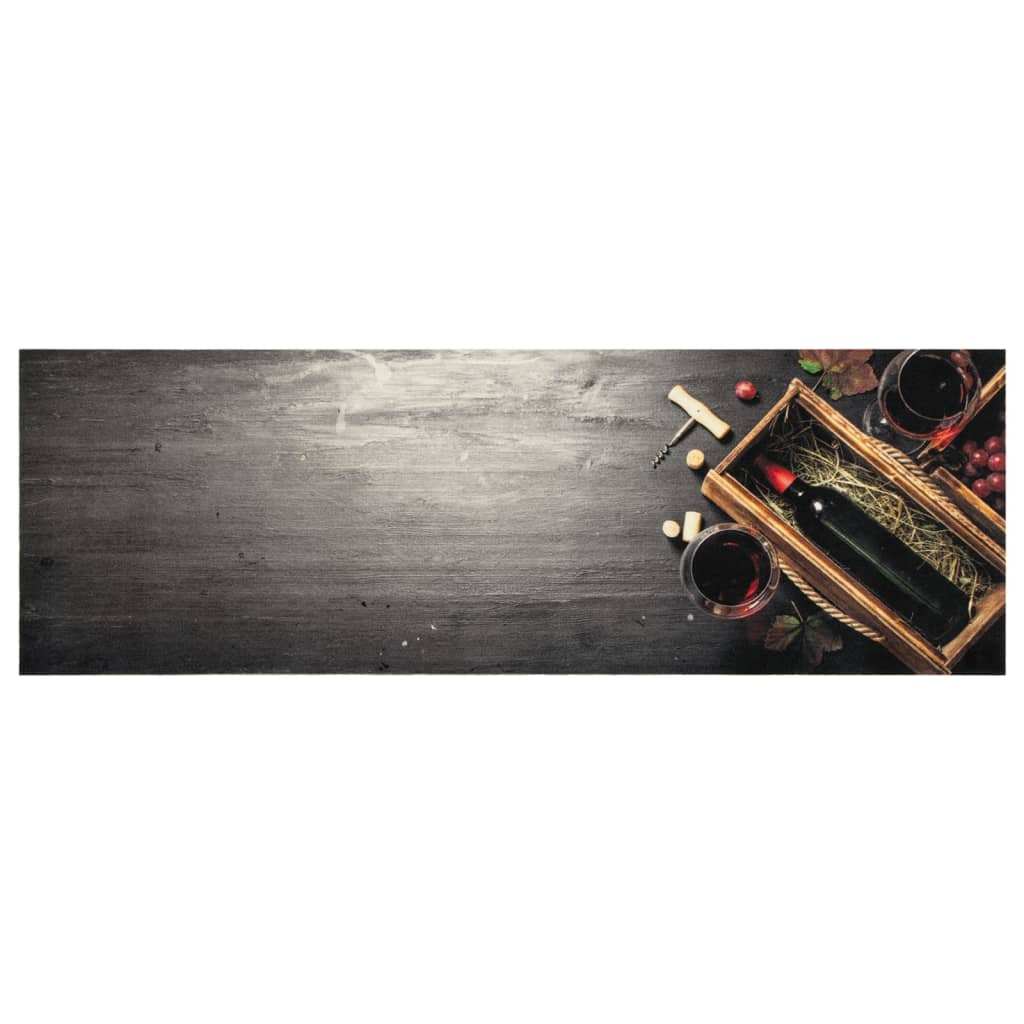Vidaxx Küchenmatte waschbarer Weinflaschendruck 60x180 cm Samt