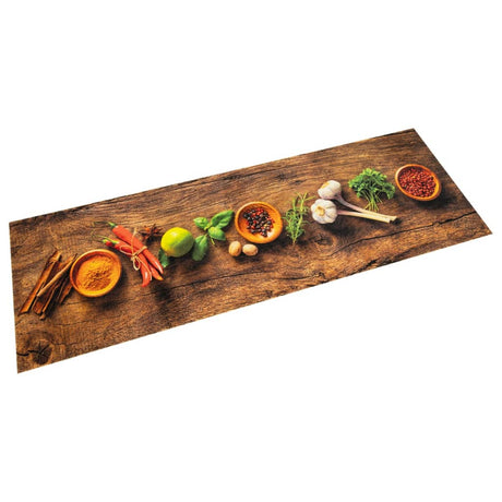 Vidaxx Küchenmatte waschbarer Kräuterdruck 60x300 cm Samt