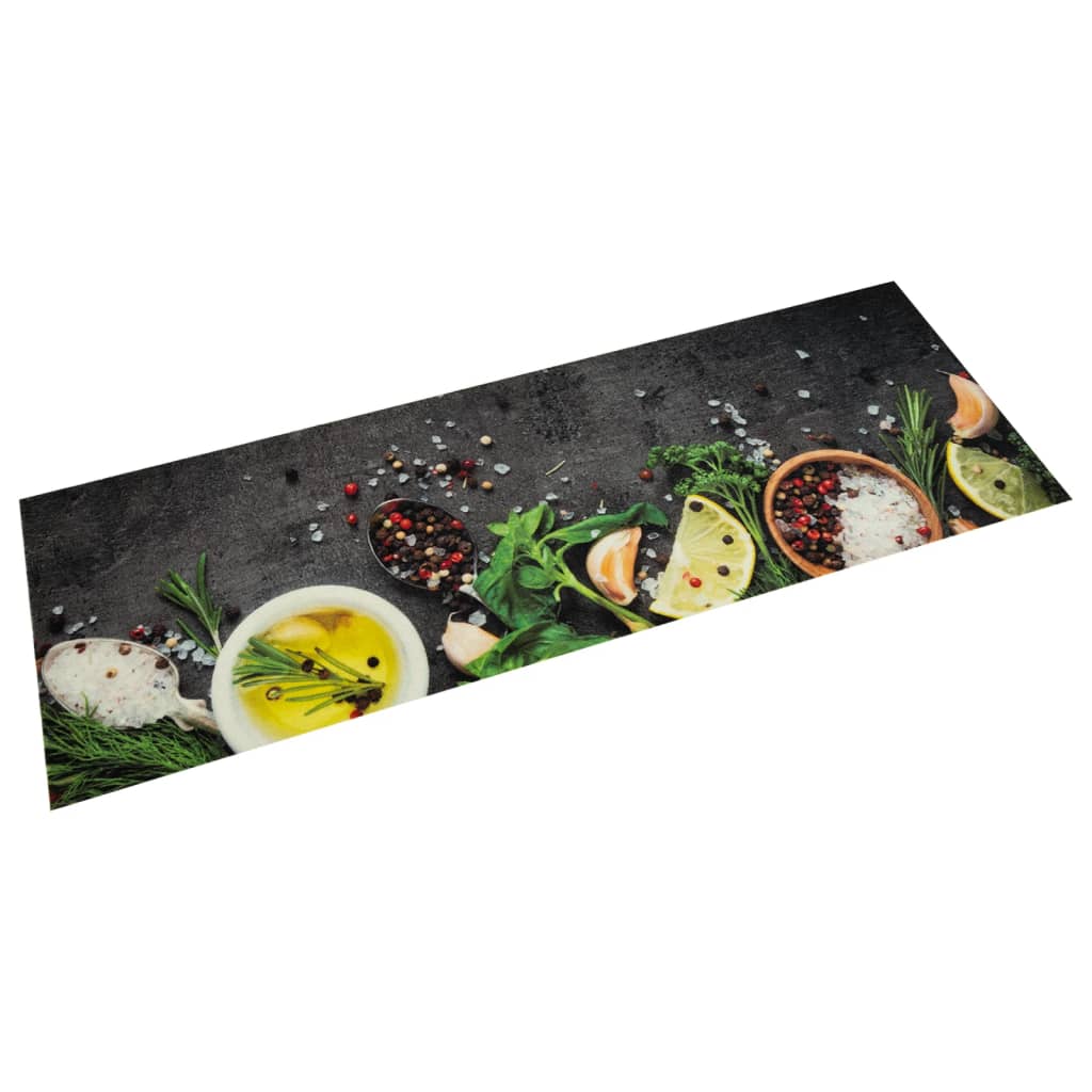 Vidaxx Küchenmatte waschbarer Kräuterdruck 60x180 cm Samt