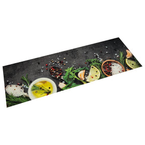 Vidaxx Küchenmatte waschbarer Kräuterdruck 60x180 cm Samt