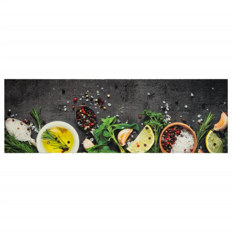 Vidaxx Küchenmatte waschbarer Kräuterdruck 60x180 cm Samt