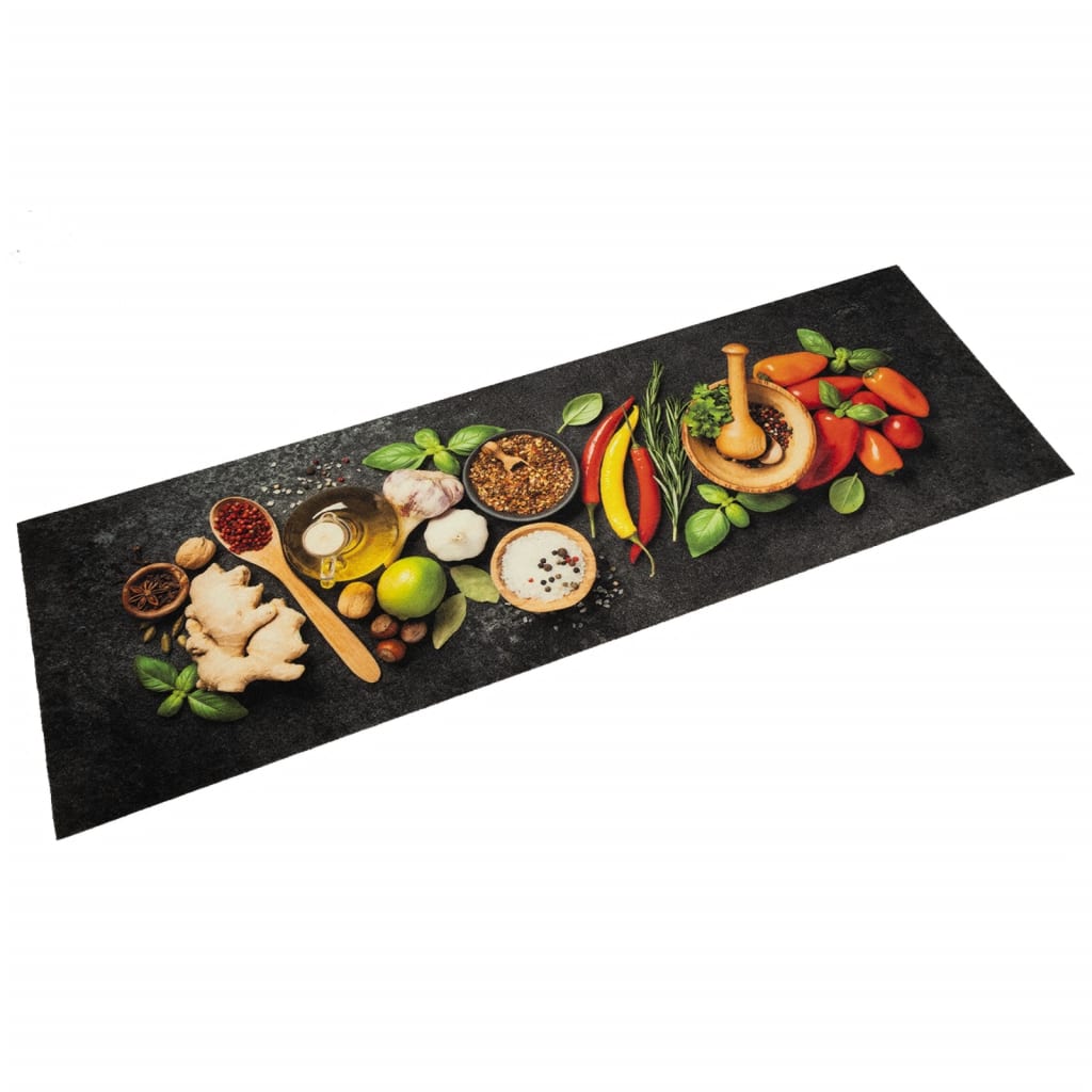 VidaXL Küchenmatte waschbarer Kräuterdruck 60x180 cm Samt