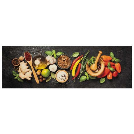 Vidaxx Küchenmatte waschbarer Kräuterdruck 60x180 cm Samt