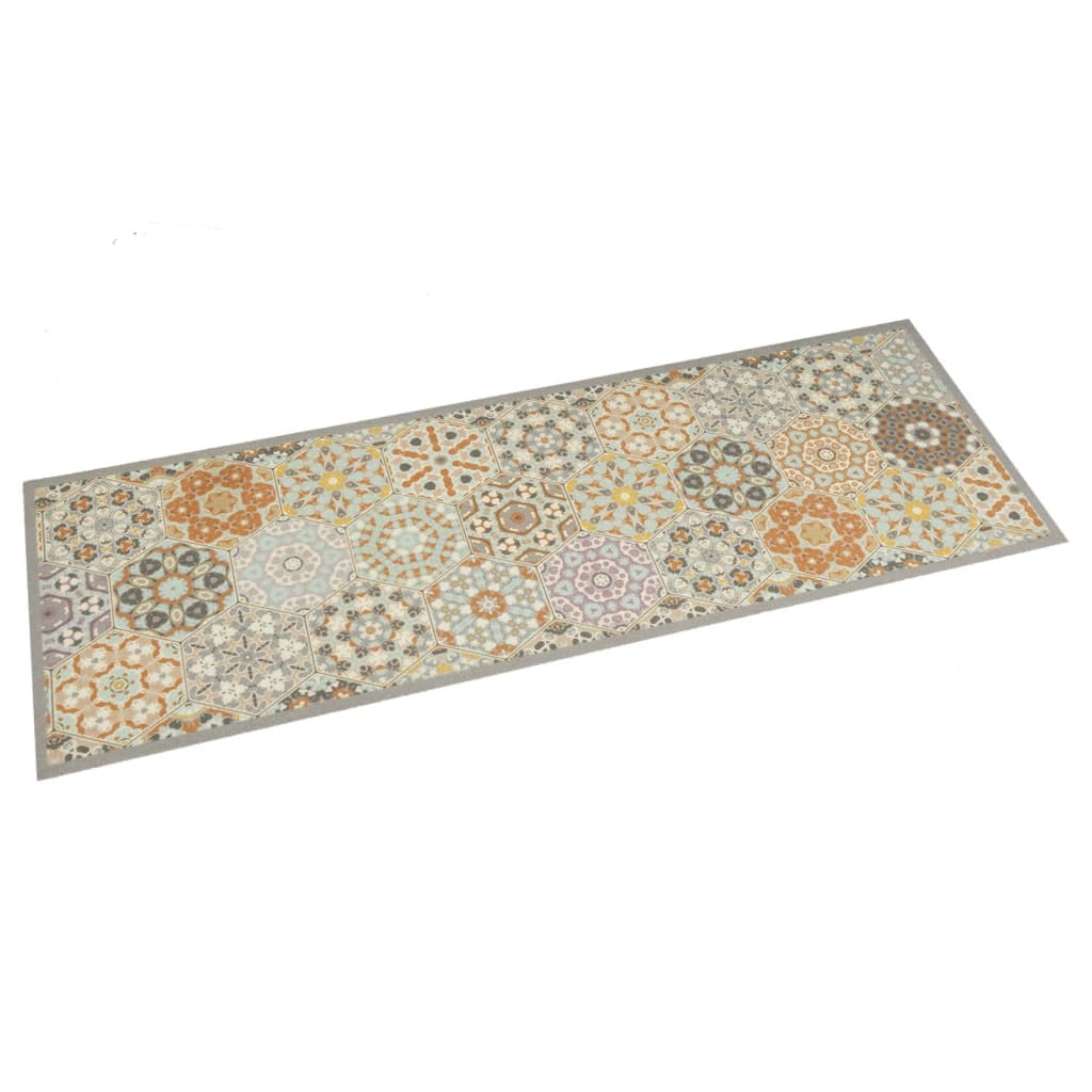 Vidaxx Küchenmatte, waschbar, Sechseck-Pastelldruck, 60 x 180 cm, Samt