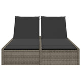 Vidaxl ligbed 2-persoons met kussens poly rattan grijs