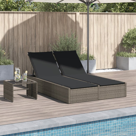 Vidaxl ligbed 2-persoons met kussens poly rattan grijs
