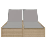 Vidaxl ligbed 2-persoons met kussens poly rattan beige