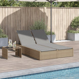 Vidaxl ligbed 2-persoons met kussens poly rattan beige