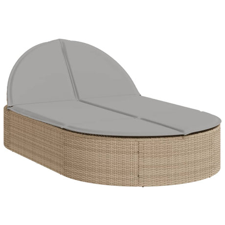 Vidaxl ligbed 2-persoons met kussens poly rattan beige