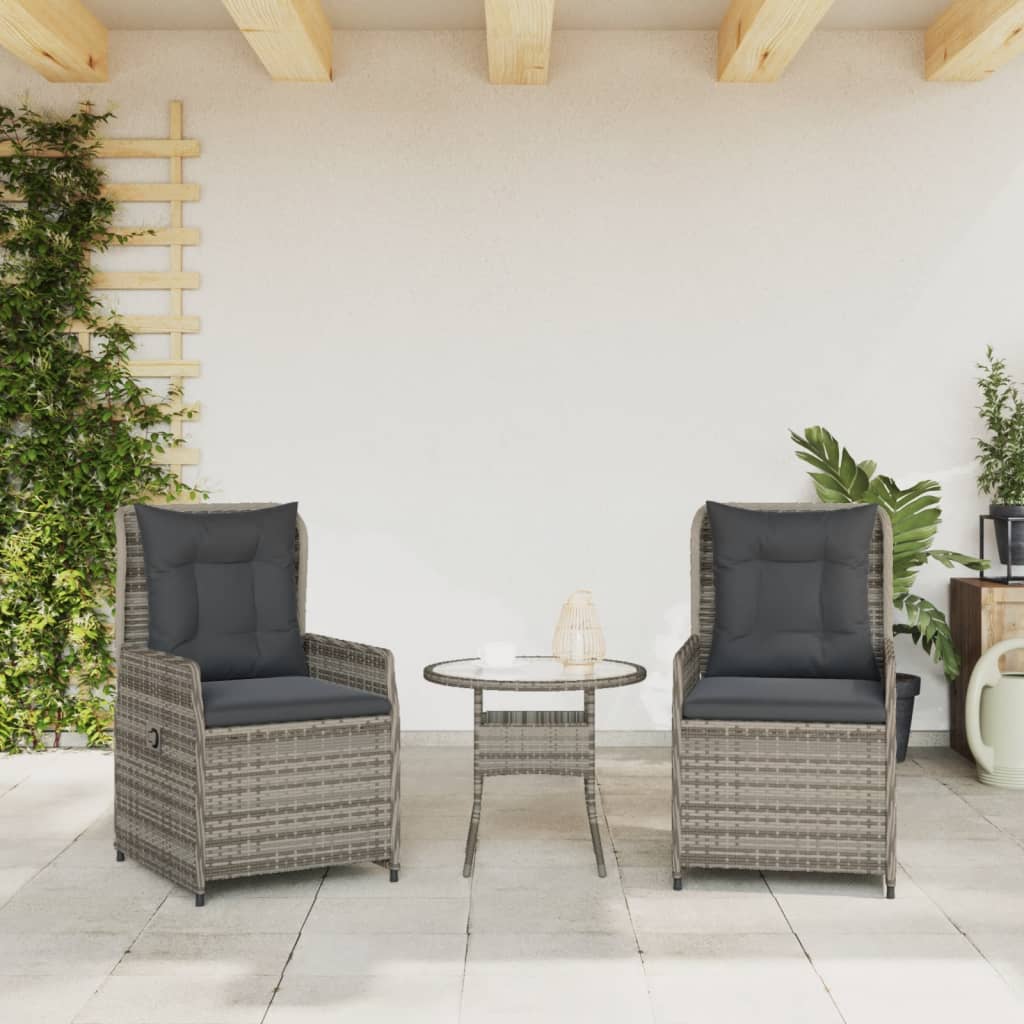 Vidaxl tuinstoelen 2 st verstelbaar poly rattan grijs