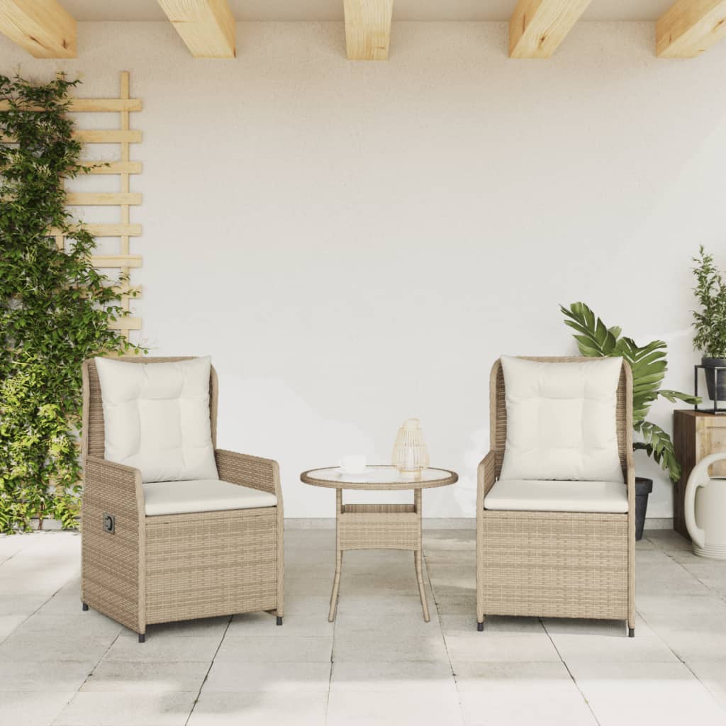 Vidaxl tuinstoelen 2 st verstelbaar poly rattan beige
