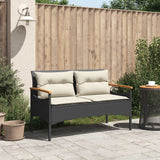 Vidaxl tuinbank met kussens 116x62,5x74 cm poly rattan zwart