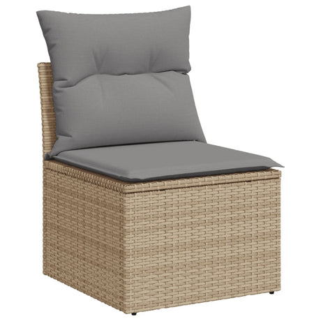 Vidaxl 3-delige loungeset met kussens poly rattan beige