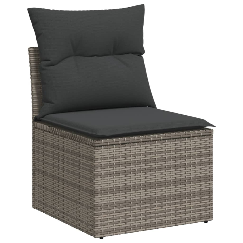 Vidaxl 3-delige loungeset met kussens poly rattan grijs