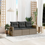 Vidaxl 3-delige loungeset met kussens poly rattan grijs