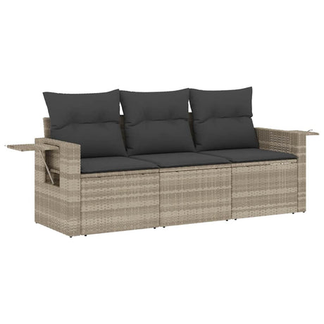 Vidaxl 3-delige loungeset met kussens poly rattan lichtgrijs