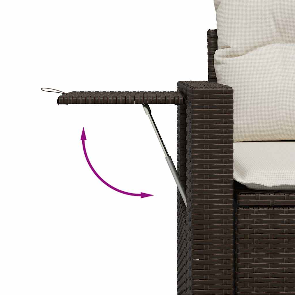 Vidaxl 3-delige loungeset met kussens poly rattan bruin