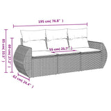 Vidaxl 3-delige loungeset met kussens poly rattan bruin