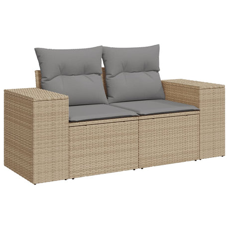 Vidaxl 3-delige loungeset met kussens poly rattan beige