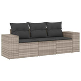 Vidaxl 3-delige loungeset met kussens poly rattan lichtgrijs