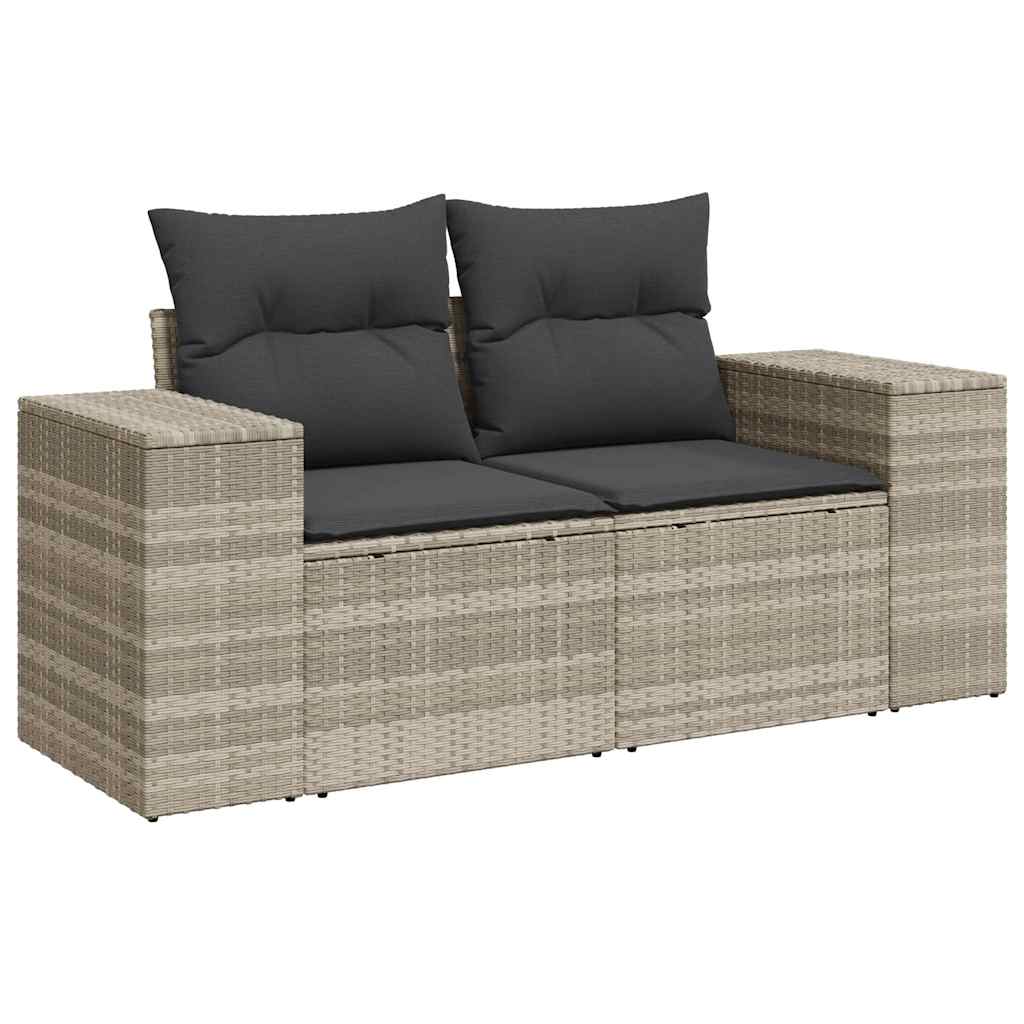 Vidaxl 3-delige loungeset met kussens poly rattan lichtgrijs