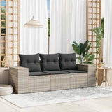 Vidaxl 3-delige loungeset met kussens poly rattan lichtgrijs
