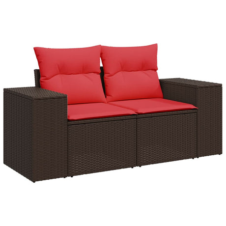 Vidaxl 3-delige tuinbankset met kussens, bruin polyrotan