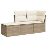 Vidaxl 3-delige loungeset met kussens poly rattan beige