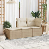 Vidaxl 3-delige loungeset met kussens poly rattan beige