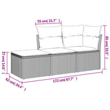 Vidaxl 3-delige loungeset met kussens poly rattan beige