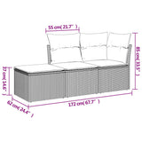 Vidaxl 3-delige loungeset met kussens poly rattan lichtgrijs