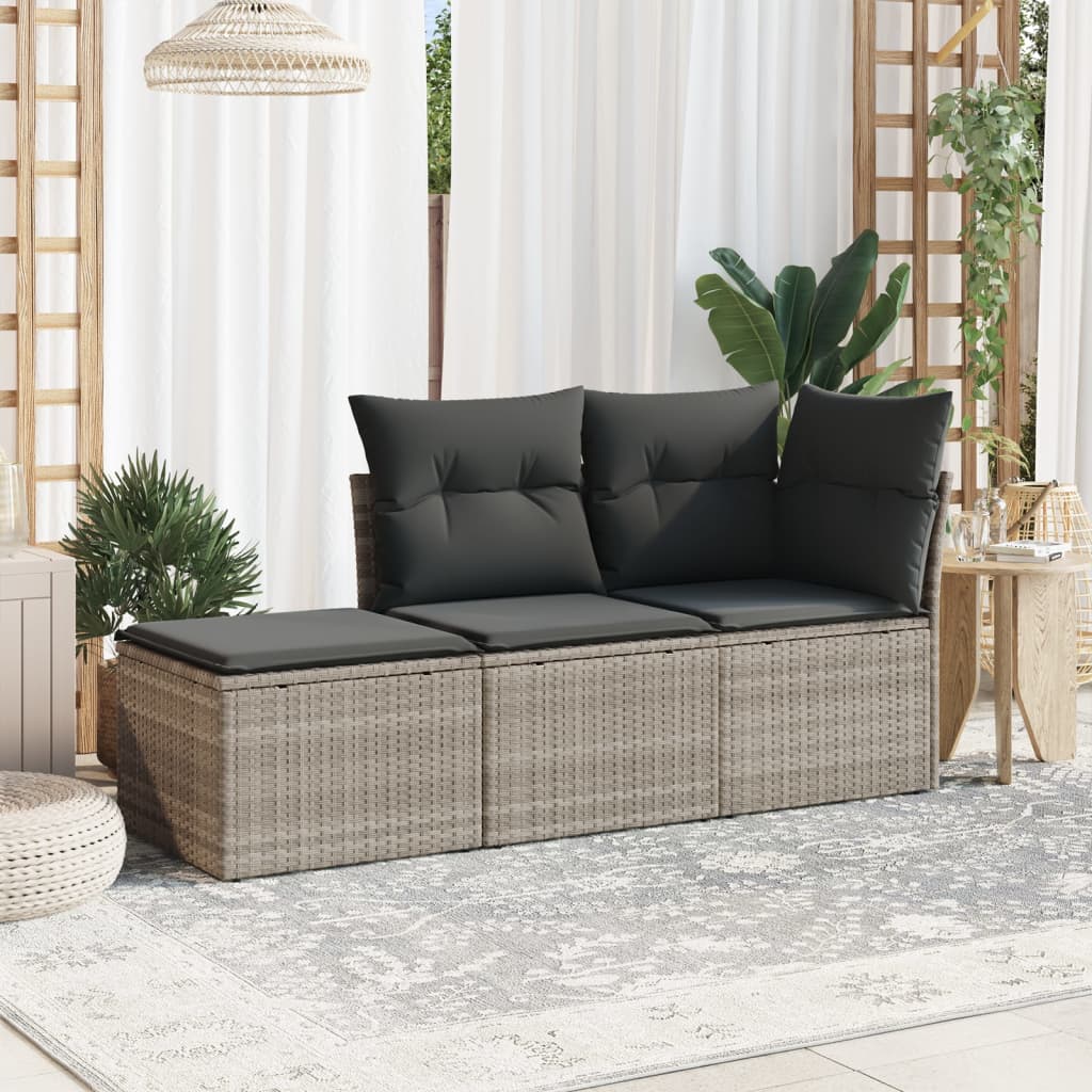 Vidaxl 3-delige loungeset met kussens poly rattan lichtgrijs