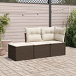 Vidaxl 3-delige loungeset met kussens poly rattan bruin