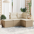 Vidaxl 4-delige loungeset met kussens poly rattan beige