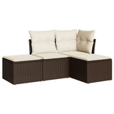 Vidaxl 4-delige loungeset met kussens poly rattan bruin