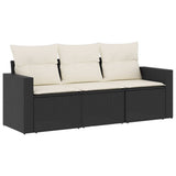 Vidaxl 3-delige loungeset met kussens poly rattan zwart
