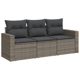 Vidaxl 3-delige loungeset met kussens poly rattan grijs